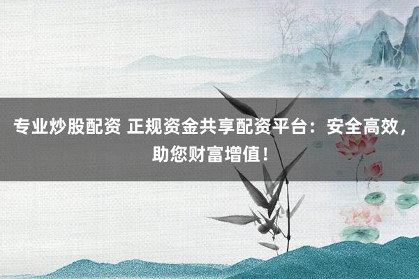 专业炒股配资 正规资金共享配资平台：安全高效，助您财富增值！