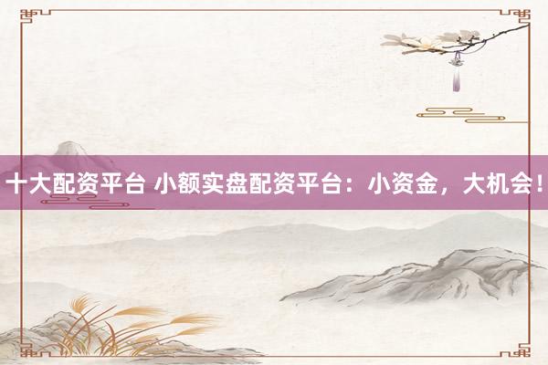 十大配资平台 小额实盘配资平台：小资金，大机会！