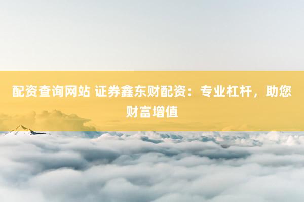 配资查询网站 证券鑫东财配资：专业杠杆，助您财富增值