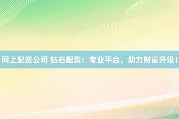 网上配资公司 钻石配资：专业平台，助力财富升级！