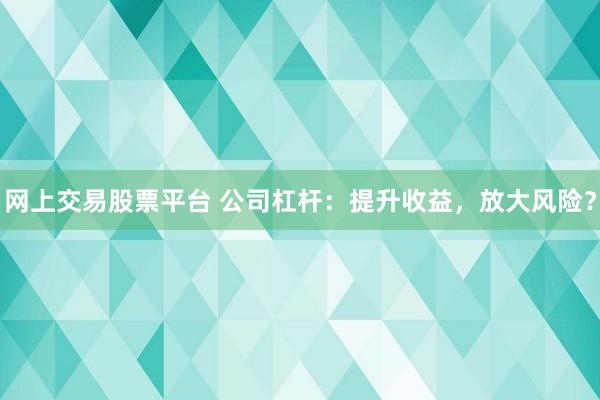 网上交易股票平台 公司杠杆：提升收益，放大风险？
