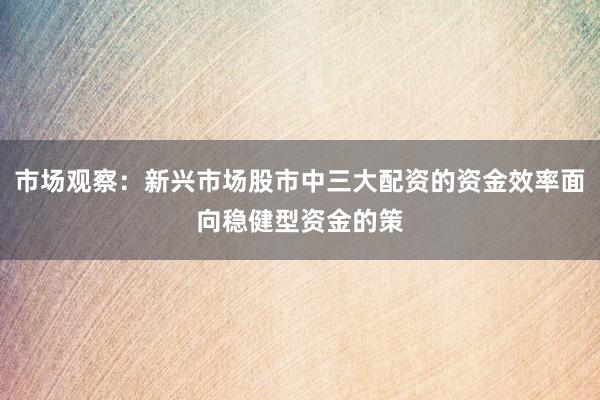 市场观察：新兴市场股市中三大配资的资金效率面向稳健型资金的策